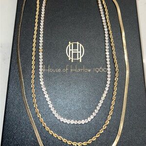 House of Harlow 1960 Gold and Silver Necklace Set